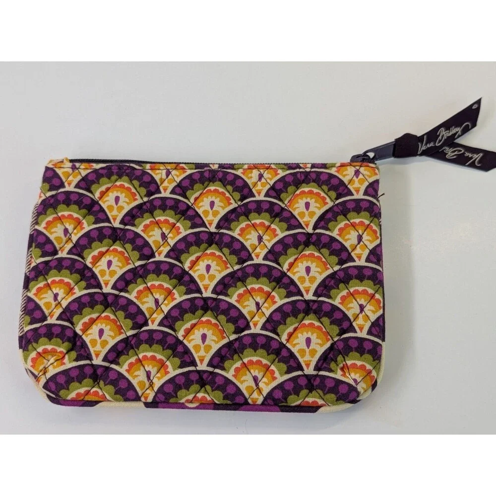 Vera Bradley Plum Crazy Quilted Cosmetic Pouch Makeup Bag Retired EUC